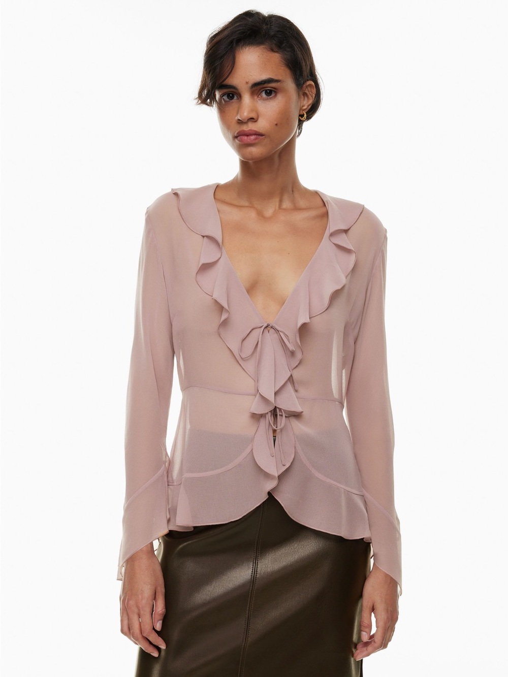 Wilfred Dusty Rose Ruffle Tie-Front Blouse
